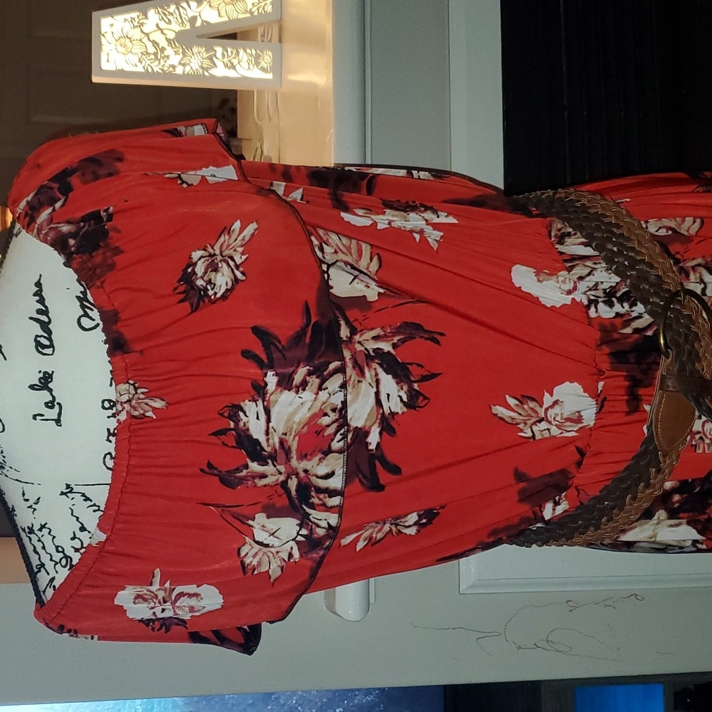 New Mlle Gabrielle Ruffled Neck Floral Maxi On Or Off Shoulder Sundress Xlarge